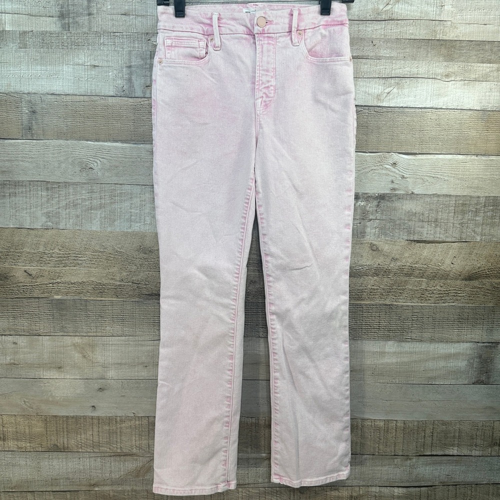 Good American High Rise Straight Leg Jeans Pink Mineral Rose‎ Quartz